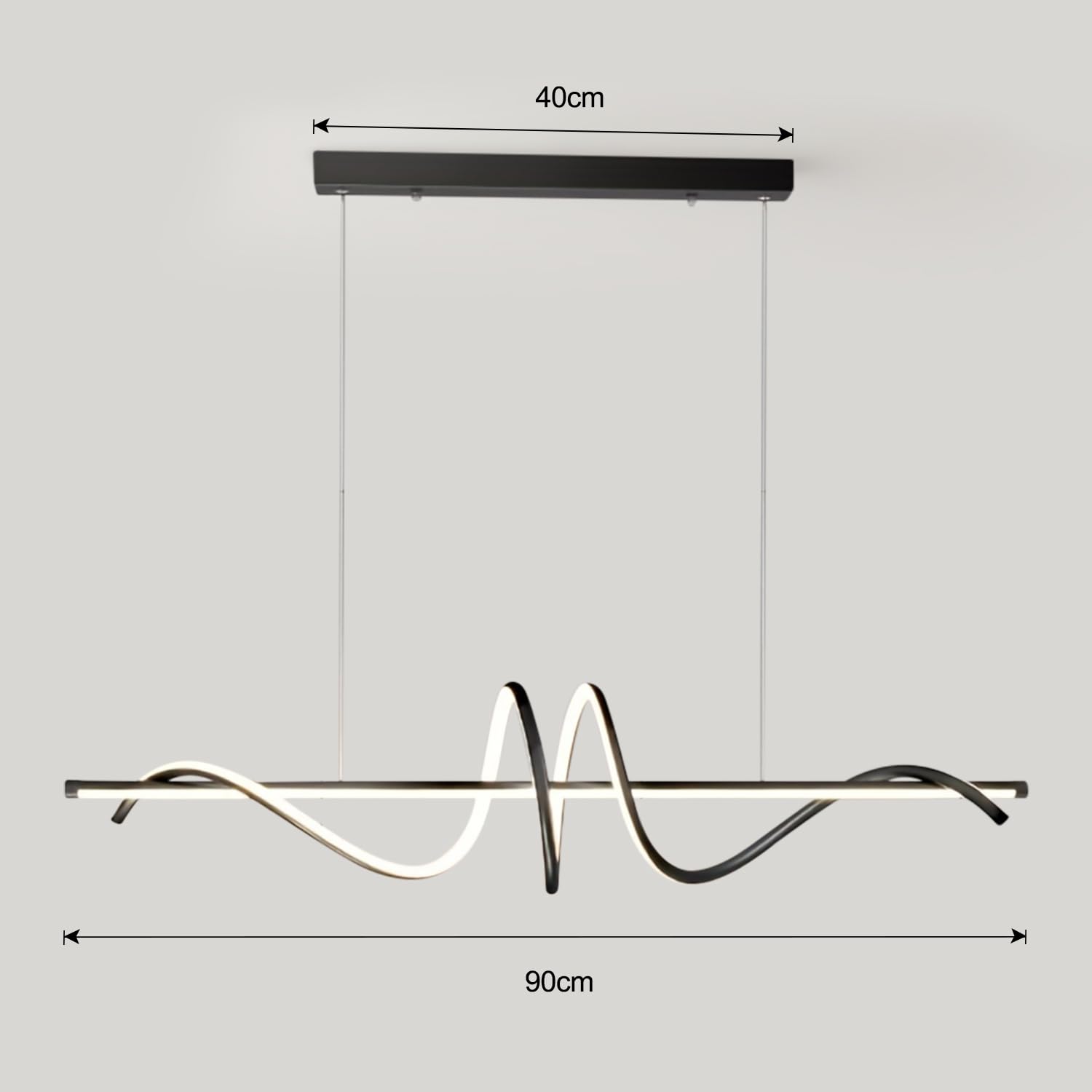 BTLINK LED Pendelleuchte 90cm Spirale hängeleuchte, Dimmbar 3000-6500K | Schwarz Pendelleuchte Esstisch,100cm Höhenverstellbar für Restaurants, Küche, Wohnzimmer