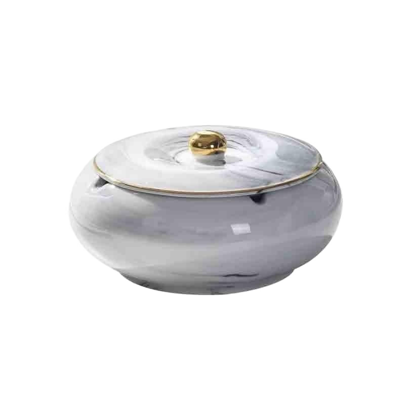 Zhaoj24-05 Cigar Ashtrays Marble Ceramic Home Hotel Office Large Covered Ashtray With Three Color Options(Gris)