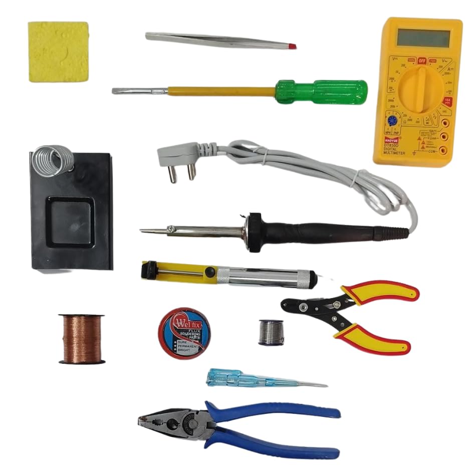 Vtronix 60W Soldering Iron Kit for Precision Electronics Work | Soldering Machine for Home, Industrial & Electronics Workshop Reparing with Fast Heating & Heat Resistant Handle (Pack of 13)