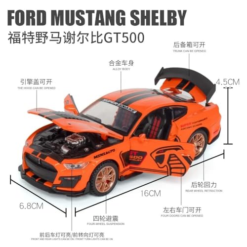 Image of VARIYA ENTERPRISE Exclusive Alloy Metal Pull Back Die-Cast Car Diecast Metal Pullback Toy Car with Openable 6 Doors,Light Music Boys Gifts Toys (1:32 Mustang Shelby Gt500-Multicolor)