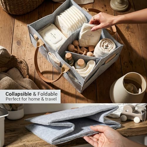 Image of BAYBEE Tidy Stylish & Modern Diaper Bag for Mothers for Travel | Large Capacity Storage Diaper Bag | Strong & Sturdy Baby Organizer Storage | Portable Diapers Caddy Organizer (Light Grey)