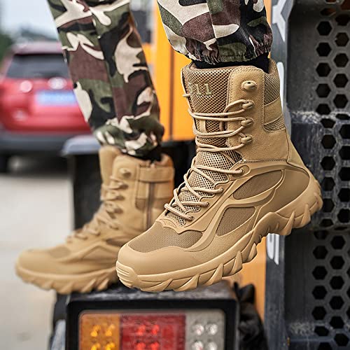 Men's High-top Desert Tactical Boots, Comfort Breathable Durable Rubber Sole Military Work and Hiking Shoes, for Outdoor Comfort Lace Up Zipper Men's Shoes2