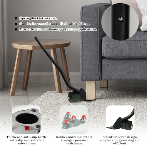 Sudnsadaks Möbeltransportrollen Set, Möbelrollen, Transportroller, Möbelroller, Möbelheber mit Bremse, 4 Möbel Roller und 1 Lastenheber, 360 Grad Drehbar Rads, Ideal für Möbel-Transport Beim Umzug