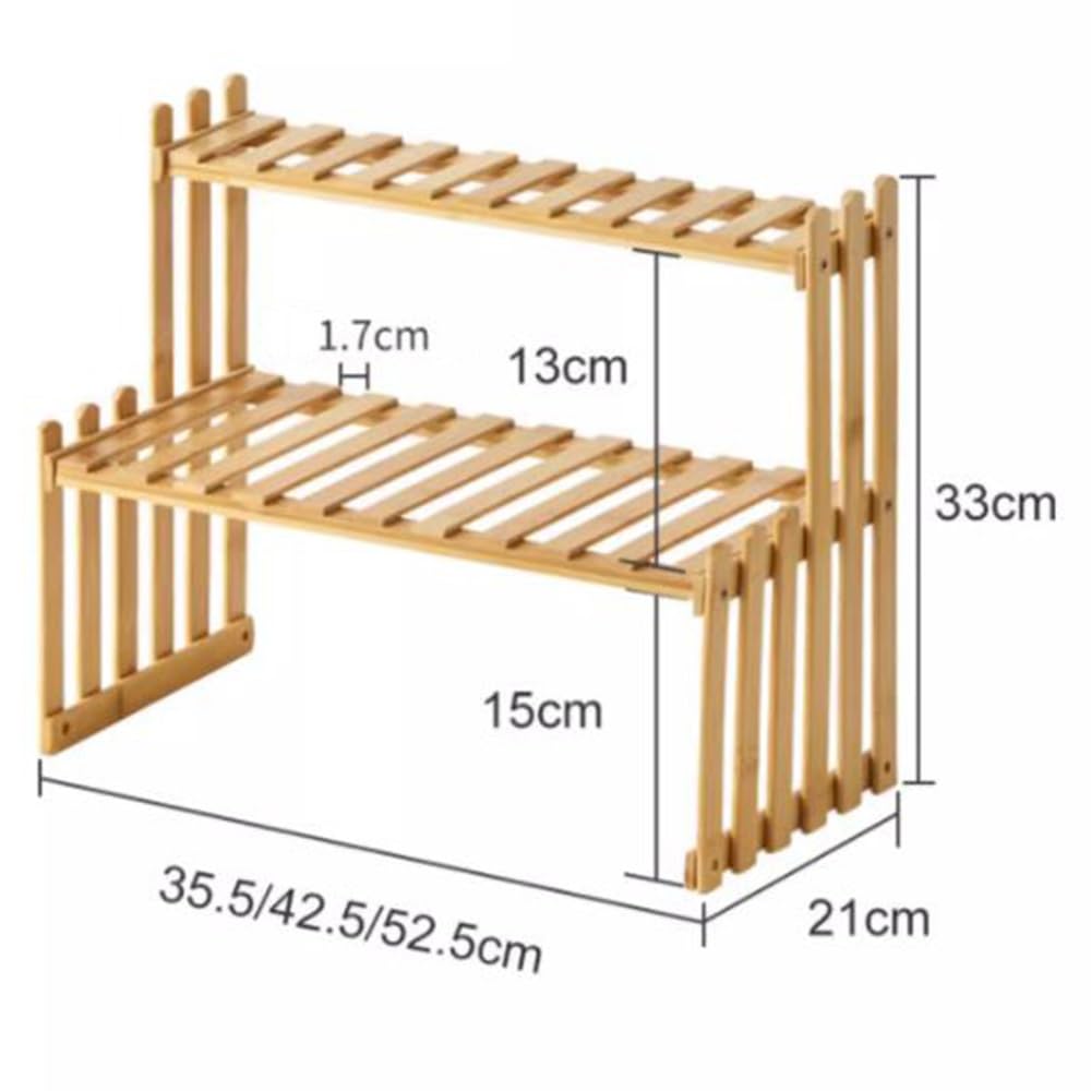 NILZA Organizer Scrivania bambù Scaffale da Scrivania, Desktop Organizer 2 Livelli Libreria da Scrivania, Scaffale per Libri Organizer da Tavolo, Libreria DIY (Size : 35.5cm(14"))
