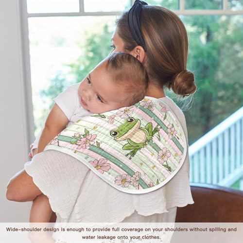 vvfelixl Baby Burp Cloths Frog with Flower Baby Newborn Cotton Burping Cloths Set Babys Washcloths 4 Pack4