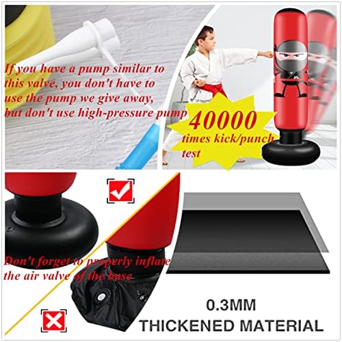 EIVONDA Punching Bag for Kids 160cm Inflatable Ninja Boxing Bag with Air Pump Kids Punching Bags for Practicing MMA Karate Taekwondo and to Relieve Pent Up Energy in Kids