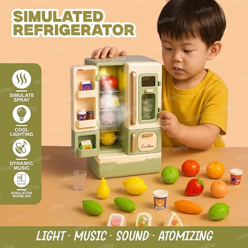 Image of Zest 4 Toyz Refrigerator Toy Set for Kids 28 PCS Kitchen Set with Light and Music Realistic Play Fridge Food Accessories Perfect for Role Play Fun Learning Toy for Boys and Girls