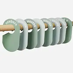 Pacote com 8 divisórias de armário de bebê – organizador de berçário verde puro para roupas de bebê de 0 a 24 meses, marcadores de tamanho de armário, organizador de roupas de bebê para berçário