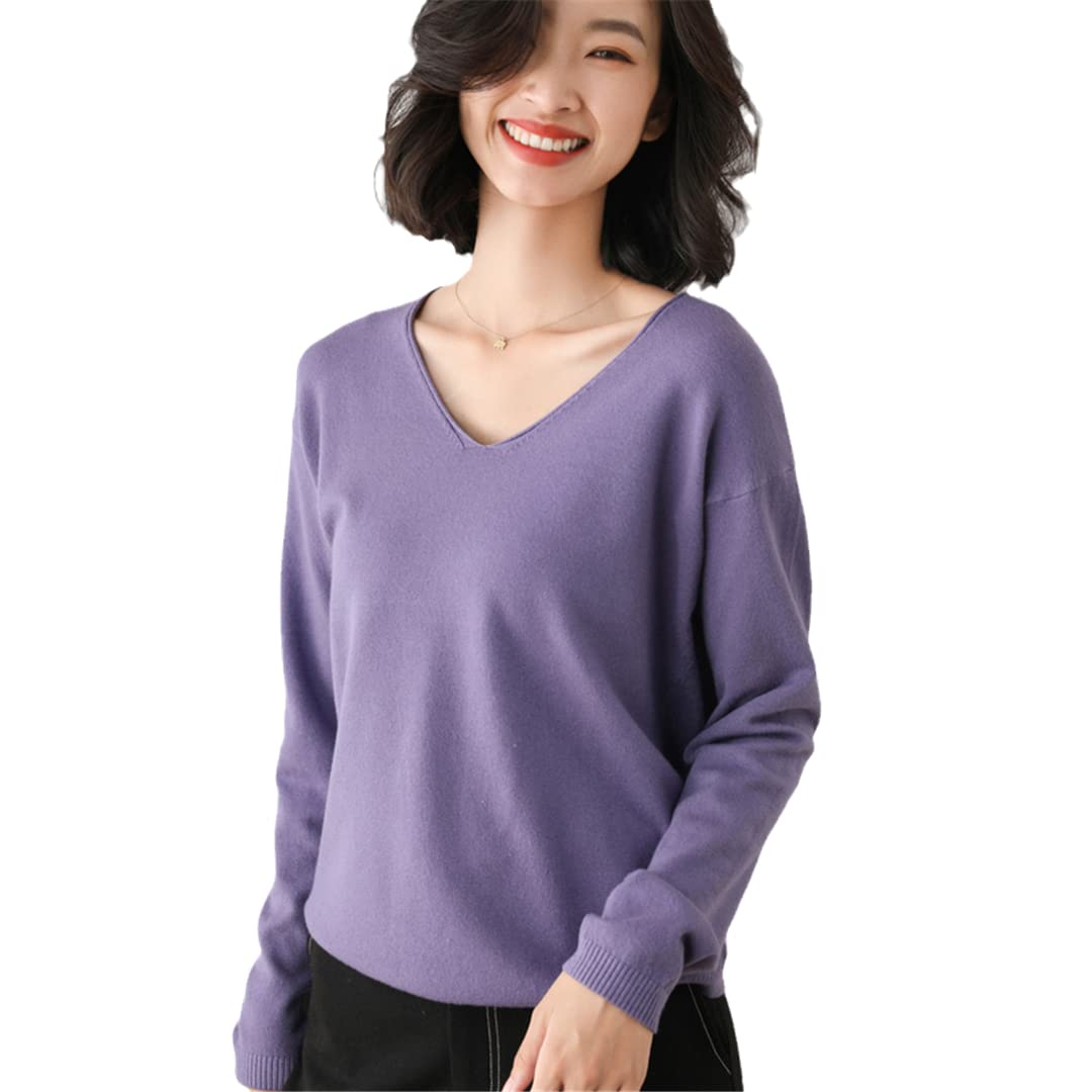 Woman Autumn Winter 100% Cashmere Sweaters Knitted Pullovers Warm Female Thickening V-Neck Sweaters