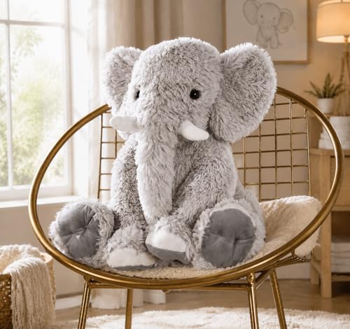 Image of MorisMos Giant Elephant Stuffed Animal, 19.6inch Large Stuffed Elephant Plush Toy Plush Soft Elephant Plush Gifts for Kids, Girls Boys,Toddlers, Gray
