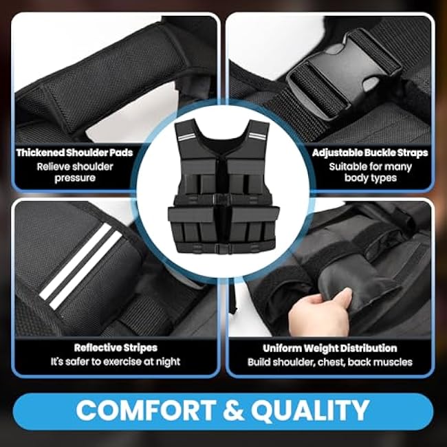 Adjustable Weighted Vest for Men Woman With Shoulder Pads 18lbs | 30lbs | 40lbs, Weight Vest For Walking, Rucking, Cross Training, Running, Muscle Building - Breathable, Comfortable, Washable