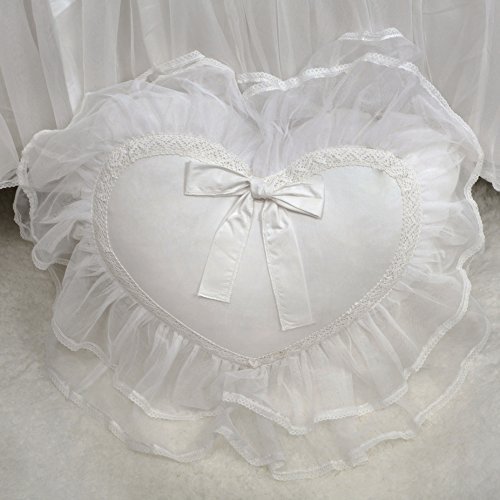 Softta 20"X15"X8" Wedding Lace Throw Pillow Sweetheart Shape (1 Pillow Cover + 1 Filling) Solid White Wedding Accessories 4.7" Wide Lace Patchwork #TOP4
