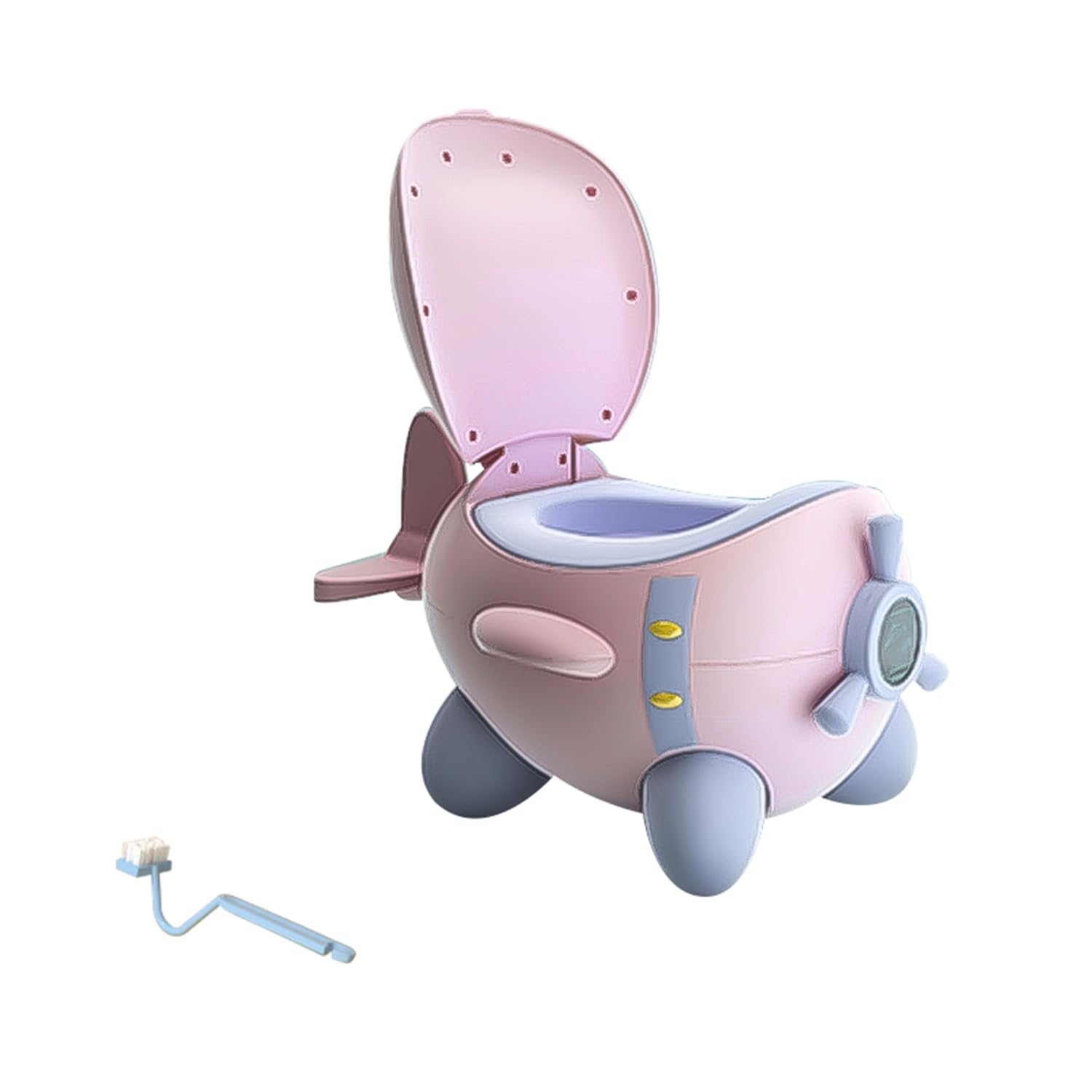 Töpfchen für Babys mit 1 Bürste, Flugzeug für Kinder für Jungen und Mädchen, Toilettenschüssel für Kinder von 0 – 6 Jahren, kleines Töpfchen für Babys mit Deckel, Lerntoilette (Rosa)