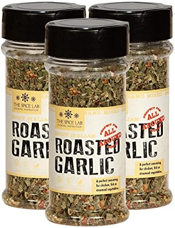 The Spice Lab Spicy Italian Seasoning with Roasted Garlic and Olive Oil –Spicy Bread Dip Seasoning – 3.4 oz Shaker Jar 3 Pack - All Natural and Kosher Pizza Topper - Gluten Free Poultry Herbs - 7606