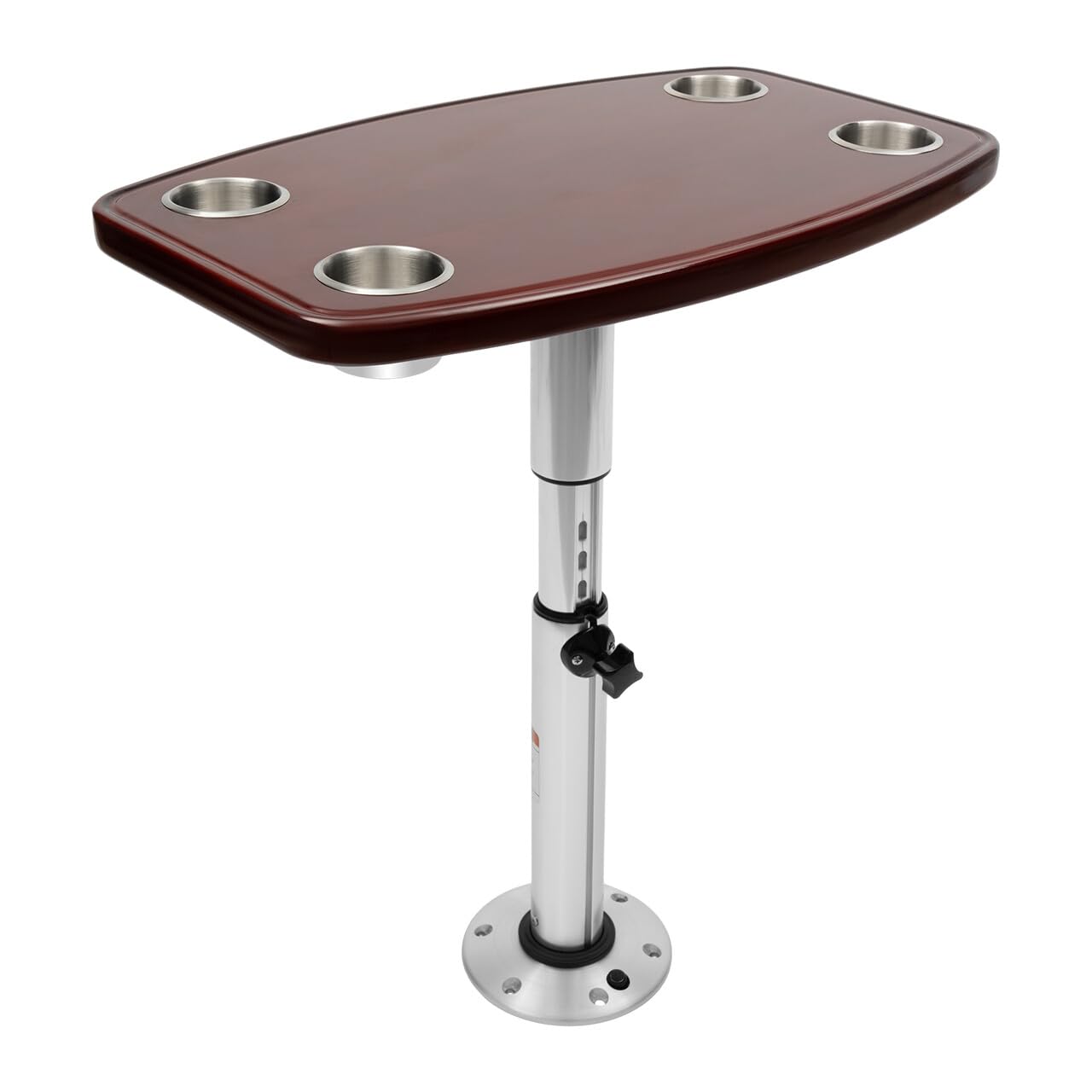 Tavolo regolabile Pedestal con 4 scomparti per bicchieri, tavolo per roulotte, camper, barca, yacht, telescopico, regolabile in altezza, gambe da tavolo telescopiche, 600 x 380 mm