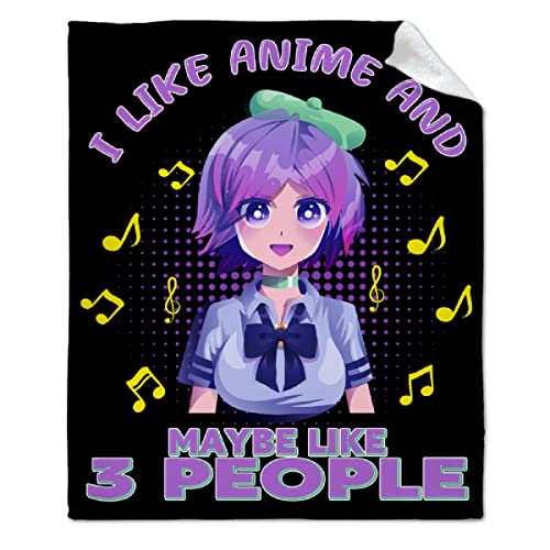ARTBLANKET I Like Anime and Maybe Like 3 People Throw Blanket Fannel Fleece Super Soft Funny Blanket Travel Throw Blanket for Bed Couch Sofa 60x50 in for Teen Car