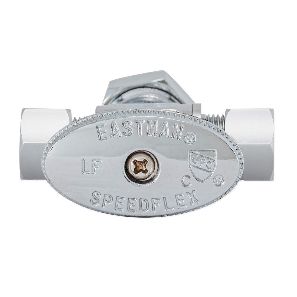 Vanne D'arrêt à Double Sortie 1/2 Pex Crimp 3/8 X 3/8 Compression Multi-tours - EFIELD, Laiton Chromé Brossé