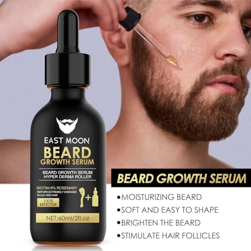 Beard Growth Kit With Derma Roller & Natural Ingredients Serum - Rapid Growth & Thickening - Grooming Kit For Men - Gifts For Dad - Image 4
