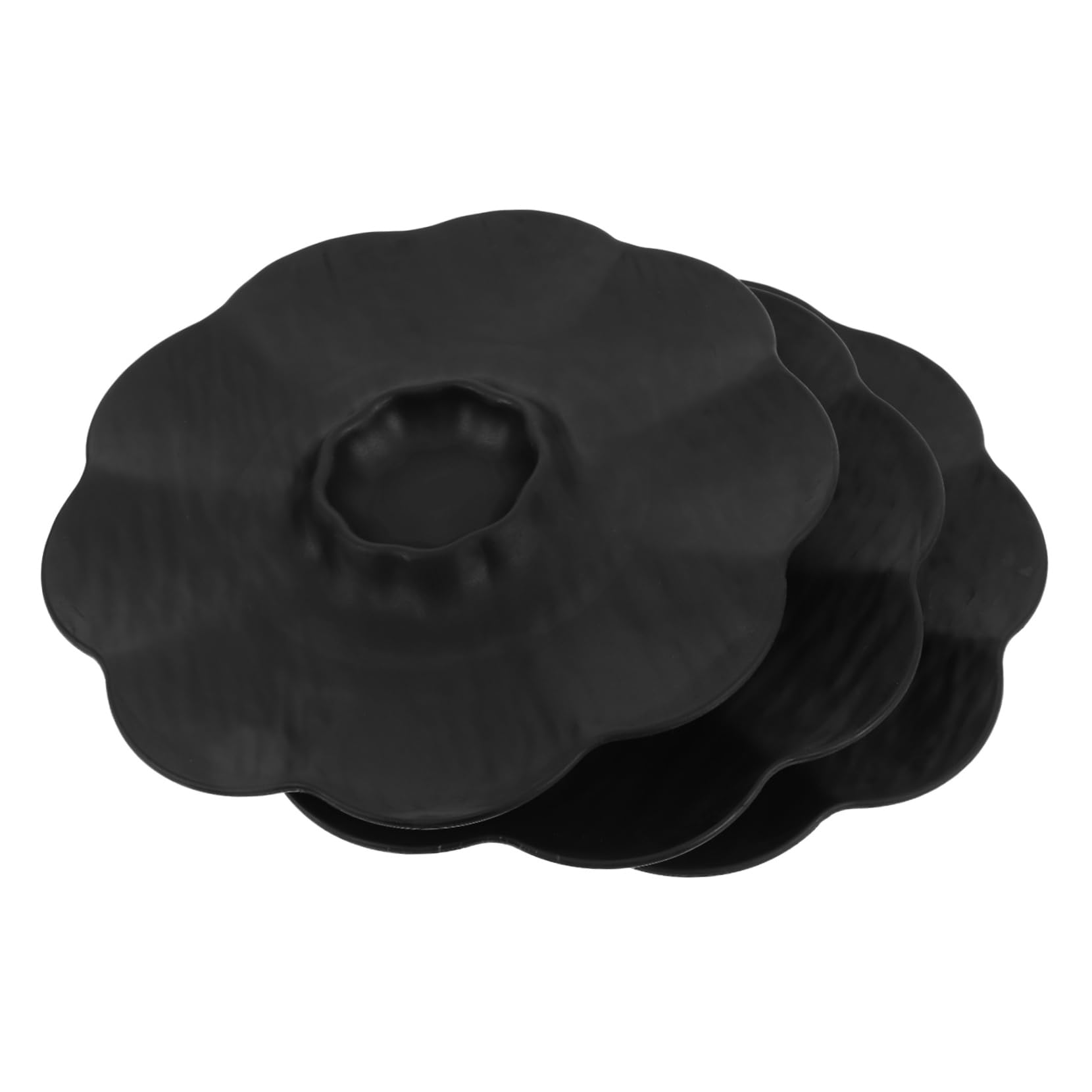 VALICLUD 3pcs Chip And Dip Serving Platter: Plastic Divided Snack Plates - Flower Shape Sushi Tray With Center Sauce Section For Dumpling Appetizer Fried Food