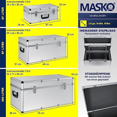Masko® 3er SET Alu Boxen | Alubox | Alukiste | Werkzeugkoffer | Werkzeugkasten | Transportbox | Werkzeugkiste | Lagerbox NEU Werkzeug Box |