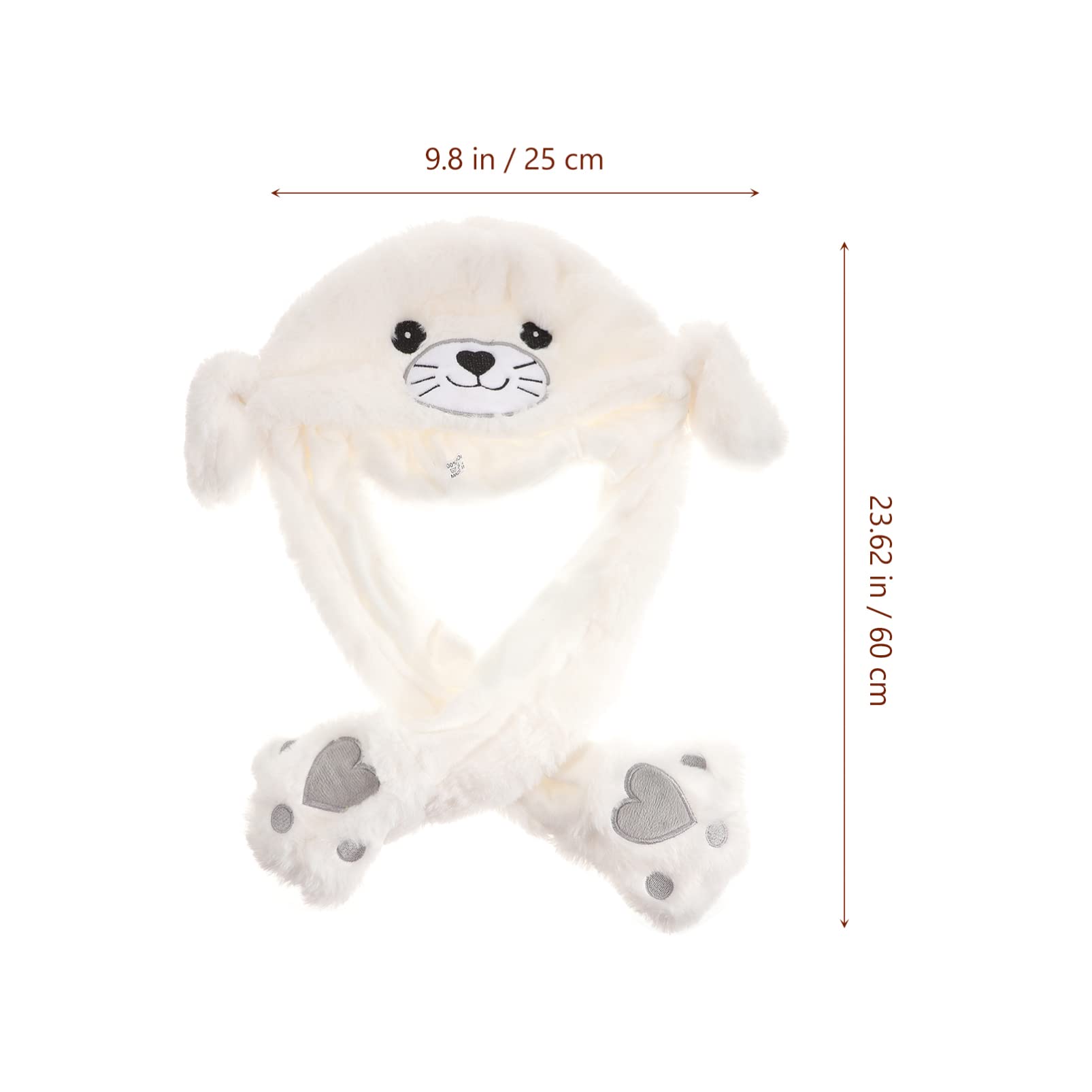 HEMOTON Plush Ear Moving Jumping Hat Girls Warm Plush Winter Caps Animal Fuzzy Hat Cute Fluffy Cap, Soft Warm HeadWear