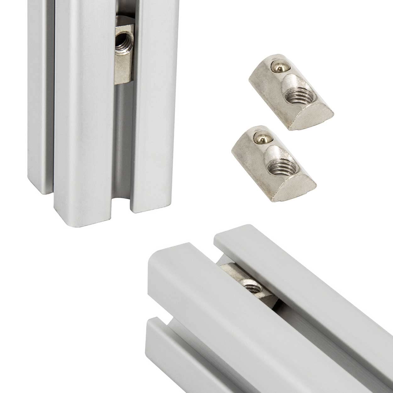 Lot De 100 Pierres à Rainures Orientables Type B - Rainure 8mm, Filetage M5, Acier Galvanisé, Avec Chevalet - Pour Profilé 30