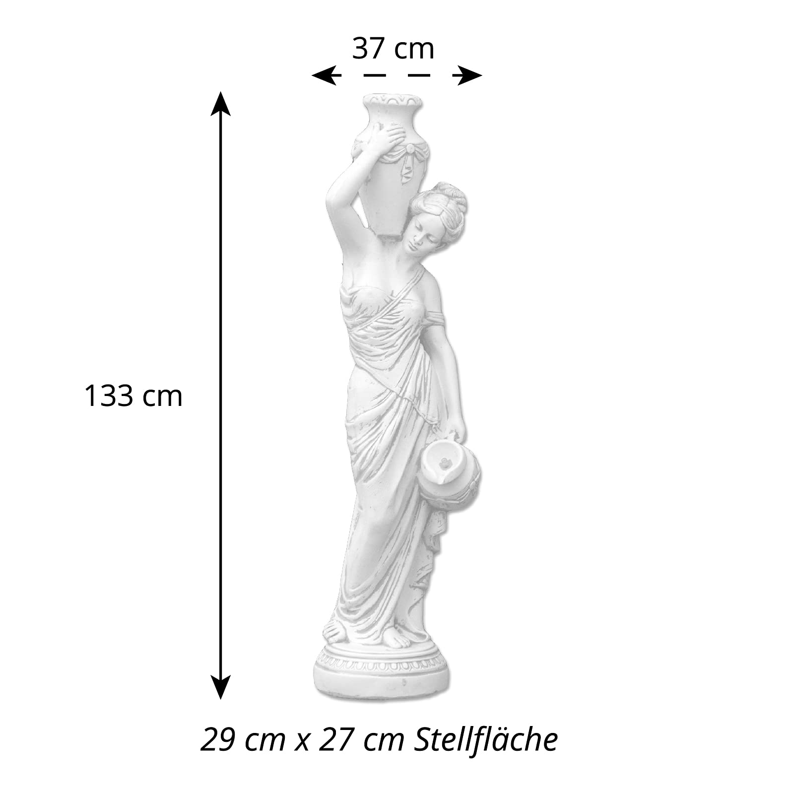 gartendekoparadies.de Maia Titanen-Tochter Statue, 133 cm, 86 kg | Steinfigur mit Wasserlauf, 86 kg, Frostsicher, aus Steinguss, Für Außenbereich