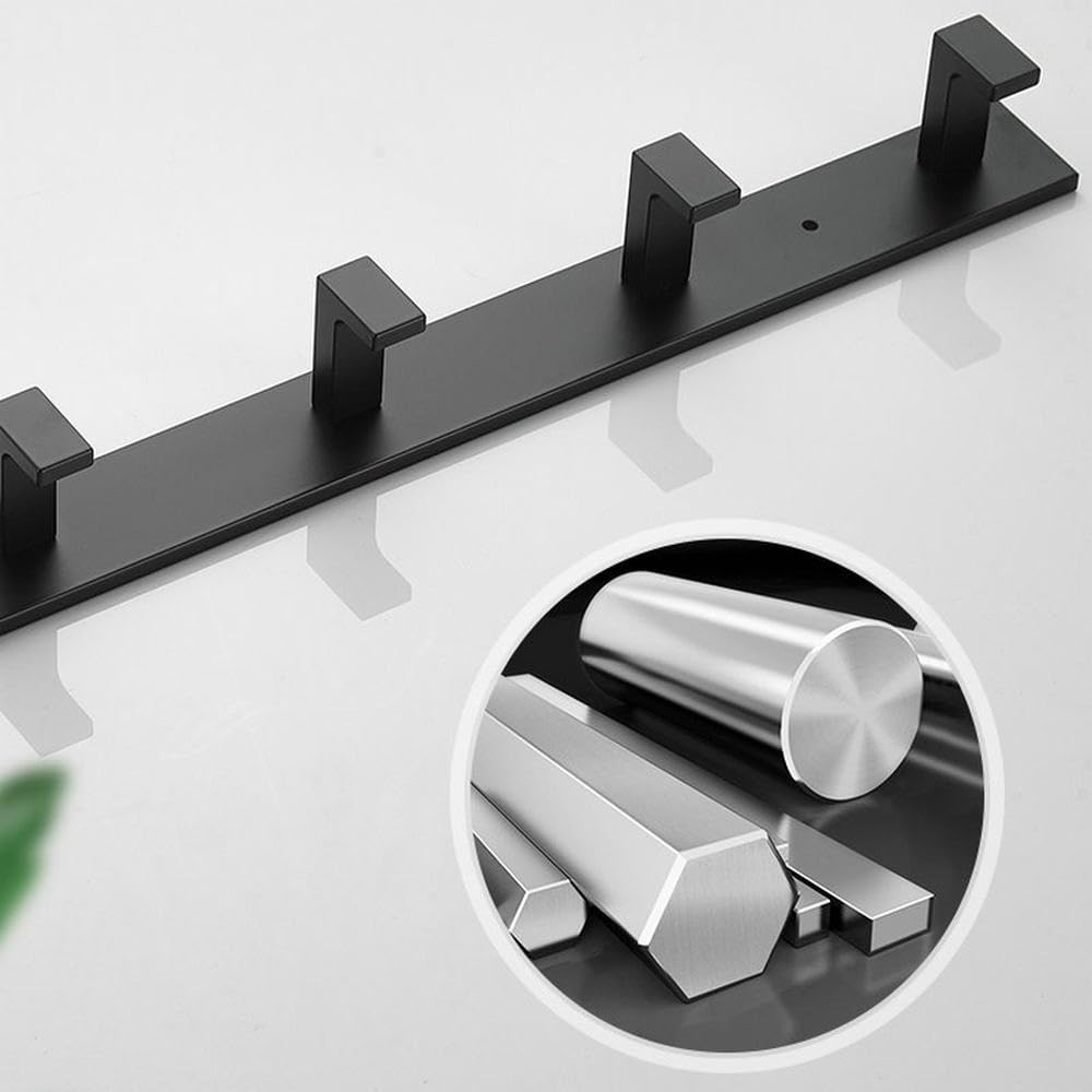 Verdicken Sie schwarze Space-Aluminium-Bademantelhaken, an der Wand befestigter Handtuchhaken, Kleiderhaken, Badezimmer-Hardware, Tür-/Huthaken, 6 Bademantelhaken, 1