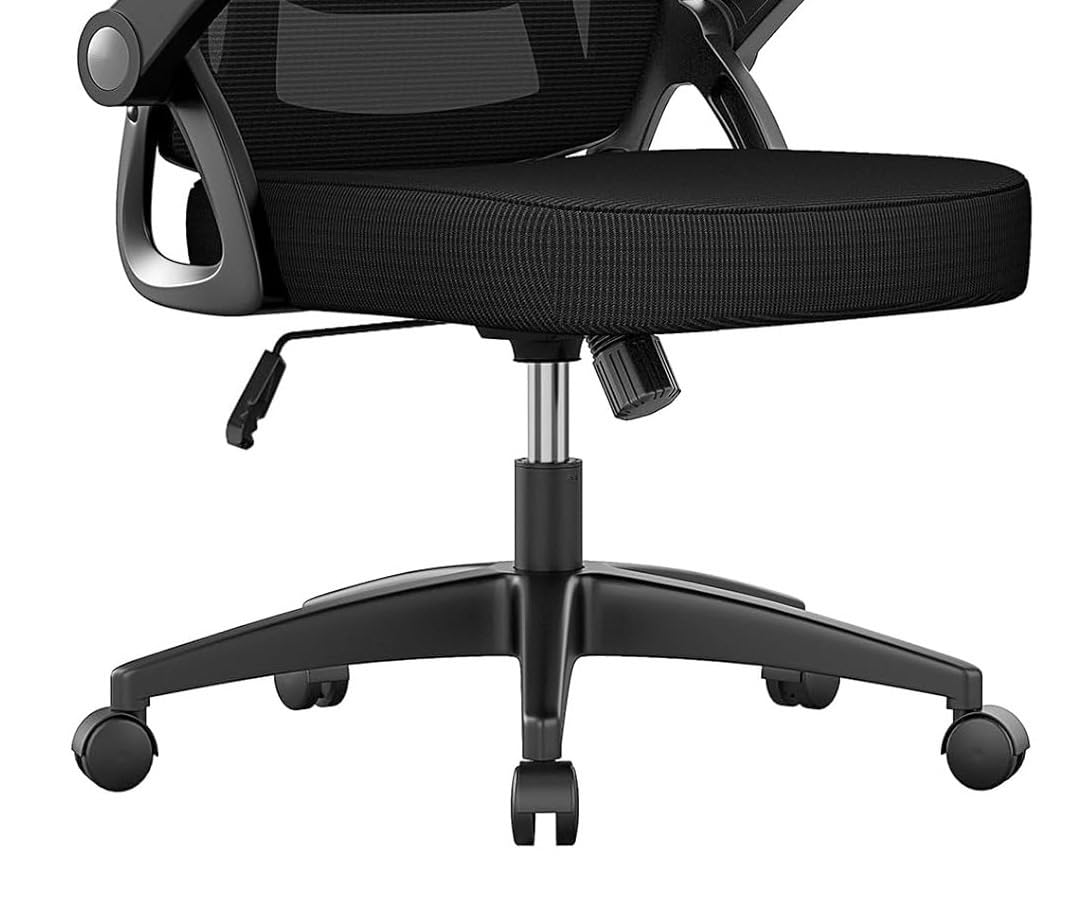 Sedia da Ufficio Ergonomica con Supporto Lombare, Regolazione in Altezza, con Braccioli regolabili Poltrona girevole con ruote e rete traspirante – Nera - HLD-1809
