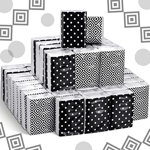 60 Packs Facial Tissue Packs 3 Ply Travel Size Tissue Packs Individual Tissue Packs Travel Tissue Packs Black and White Geometric Pocket Tissues Bulk for Wedding Holiday Party, 2 Styles (Brief)