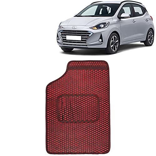 Image of Kingsway Dotted Design Car Floor Foot Mats Universal Fit for Hyundai Grand I10 Nios, Model Year : 2019 Onwards, Water and Dustproof, Color Red, Set of 5 Pieces