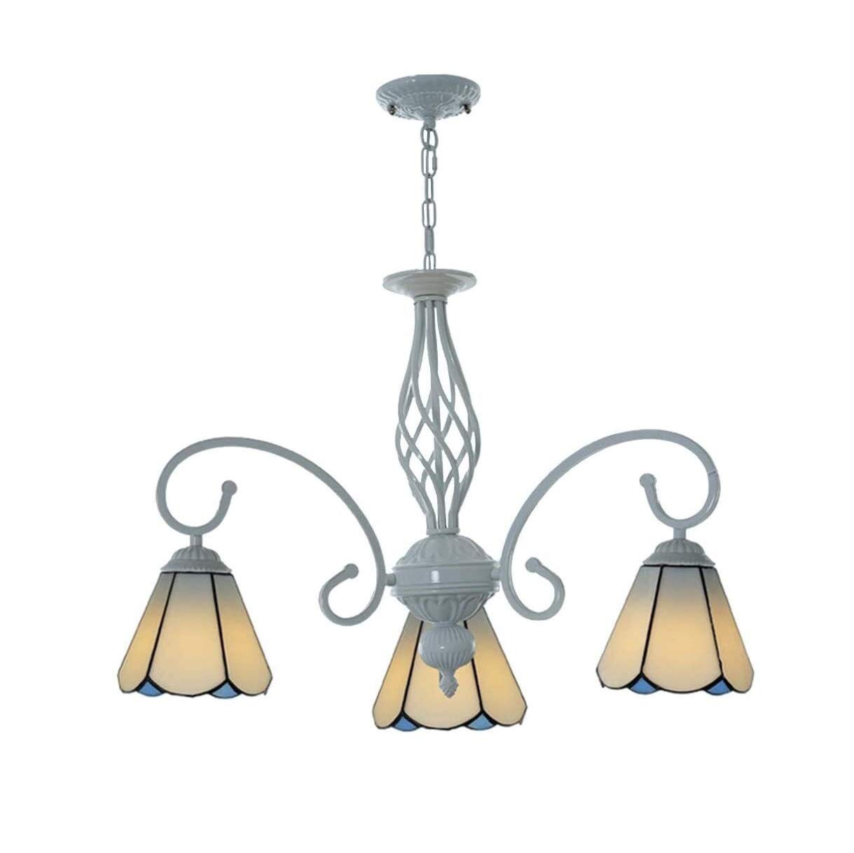 SYAXVOM Ceiling ht Chandelier Vintage Mediterranean Pendant hts Handmade Stained Glass hting Fixture for Bedroom Living Room Cafe Bar (Size : 3)