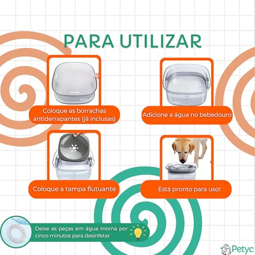 Bebedouro Automático Pelo Seco 2L PETYC Premium Design, 20x11 cm, Produto Petshop Raças de Pelo Long