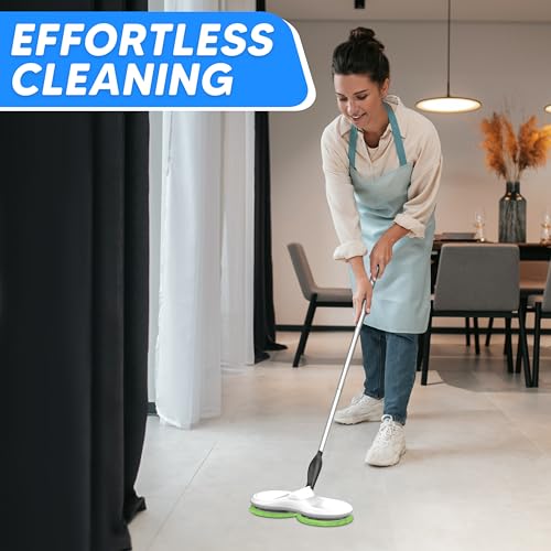 SyncTech Floating Mop - Spin mops for cleaning floors - Motorised Electric mop Cordless and rechargeable, Rotating head Microfibre mop, Long life Battery and Lightweight - Image 2