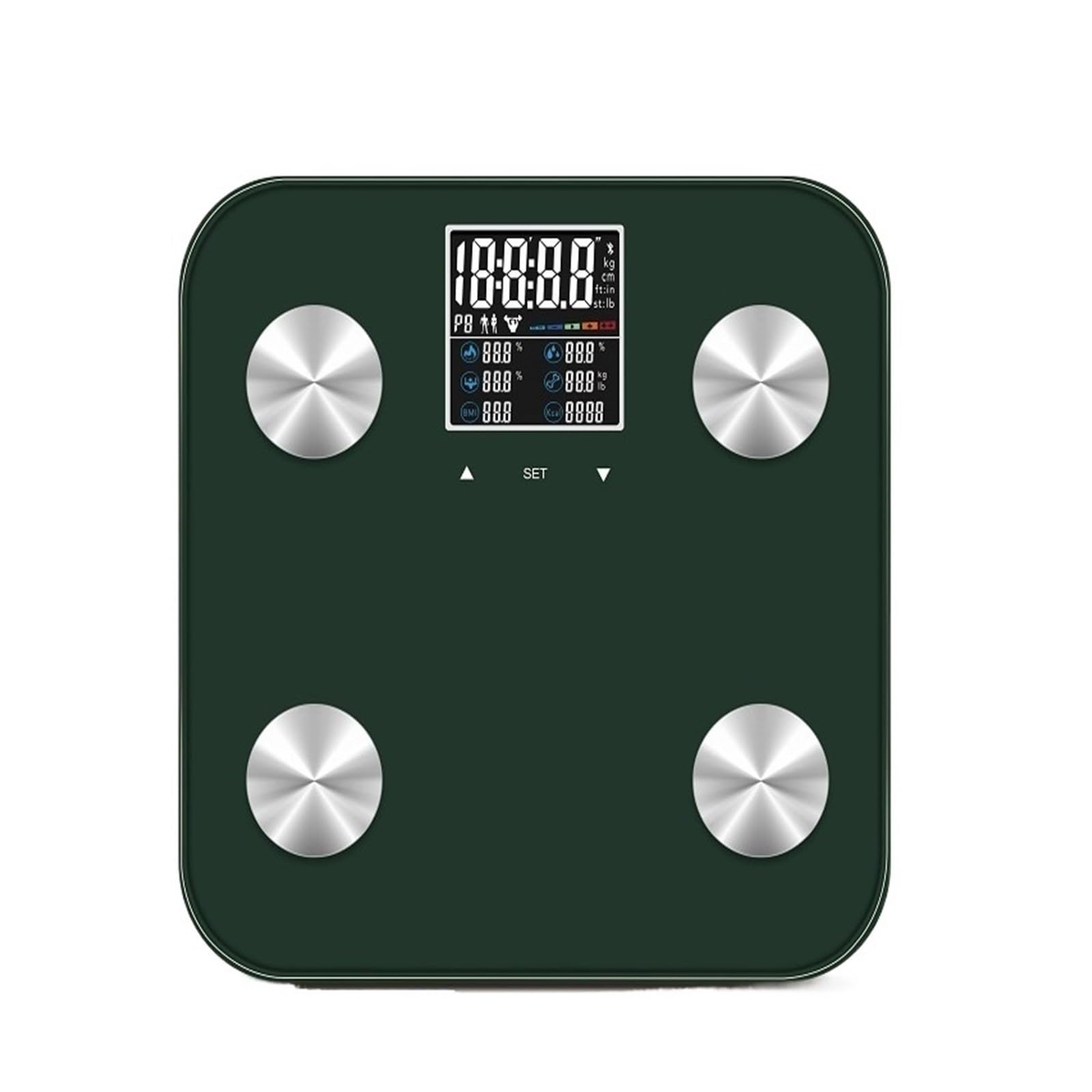 Reconocimiento Automático Inalámbrico Medición De Masa Muscular Escala Grasa Corporal Digital Electrónica 180Kg Preciso FáCil De Leer(Green)