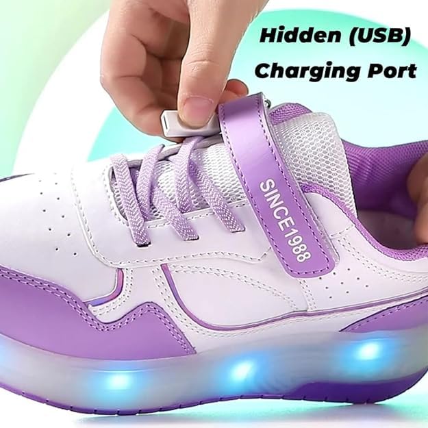 Mateju Kids Roller Skate Shoes For Boys Girls, Retractable Wheels Skateboarding Skates Outdoor Parkour Shoes 2 Wheels Fashion Sneakers Unisex Walking