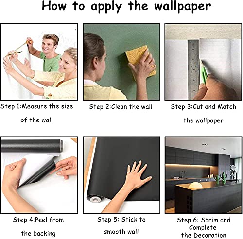 Image of WISDOM Matte Black Decorative for Cabinets Countertops Kitchen Shelves Liner Self Adhesive Film Peel and Stick Waterproof Removable Wallpaper (24 x 200, Black Matte Wallpaper)