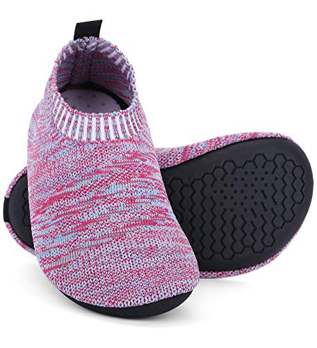 KKIDSS Toddler Slipper Socks with Rubber Sole Kids Slippers for Girls Boys House Shoes Non-Slip Lightweight Pink