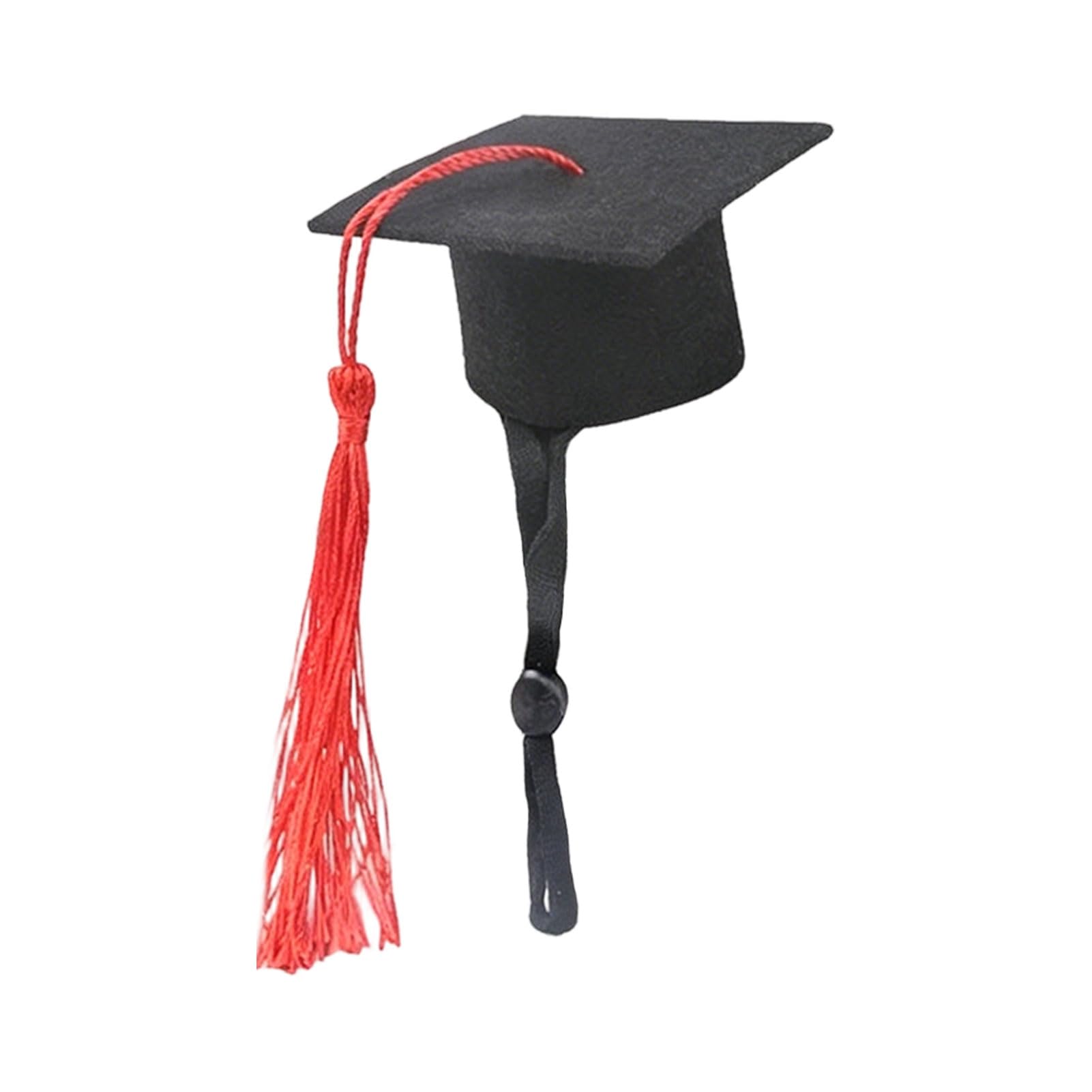 Mini Graduation Caps with Red Tassel, Small Animal Bachelor Hat, Adjustable Pet Graduation Photo Props, Cat Dog Holiday Costume