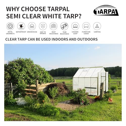 Image of TARPAL 4'x8'(2pack) Semi Clear Tarp with Grommets Greenhouse Cover 7.5mil