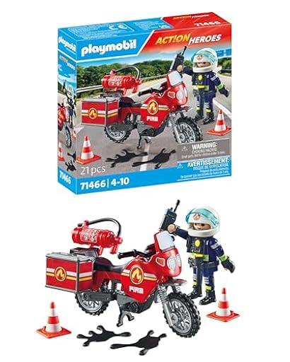 PLAYMOBIL Action Heroes 71466 Moto de Bomberos, con una Radio y un extintor, Juegos de rol imaginativos y Divertidos, Juguetes para niños a Partir de 4 años | Ya disponible en tu tienda friki favorita! En mundofriki.es!