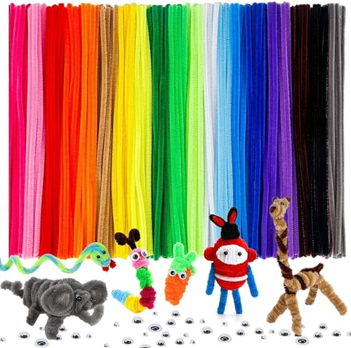 DIY Crafts Multicolour Pipe Cleaner - Flexible Wired Fibre - 12" ...