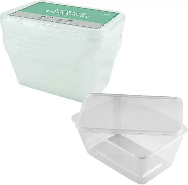 Lot de 10 boîtes congélation réutilisables 1L - Sans BPA, micro-ondes et lave-vaisselle