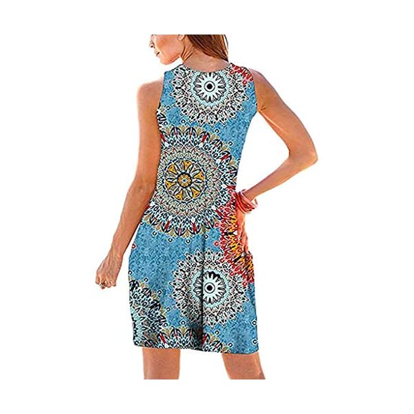 Sisgaa Women's Empire Waist Pleated Floral Sundresses Summer Beach Sleeveless Casual Swing T-Shirt Dresses - Image 3