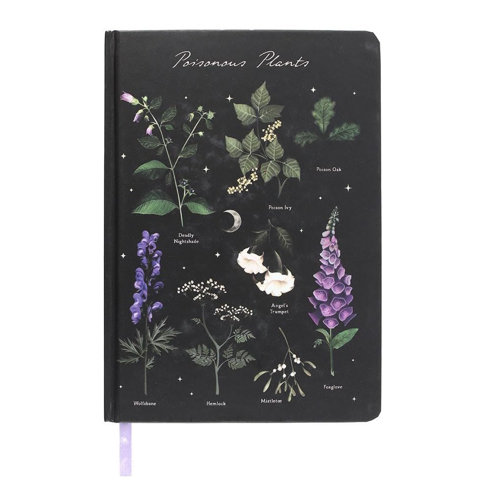 Something Different Wholesale Poisonous Plants A5 Notebook – Botanical Illustration Design, 200 Lined Pages, Nature-Inspired Gothic Journal for Journaling & Sketching