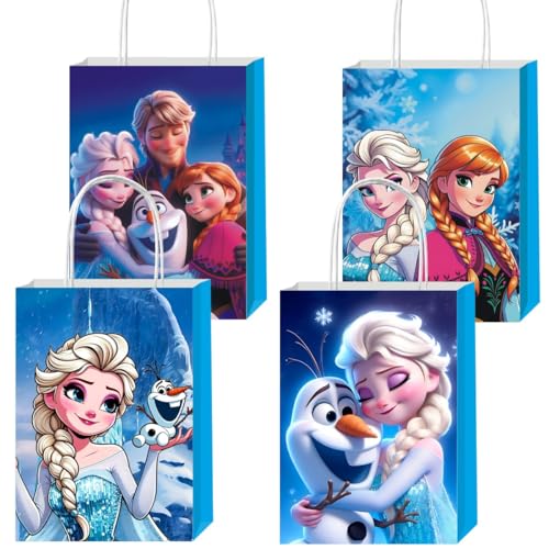 Sacs bonbons Reine des neiges avec poignées pour fête anniversaire - x12