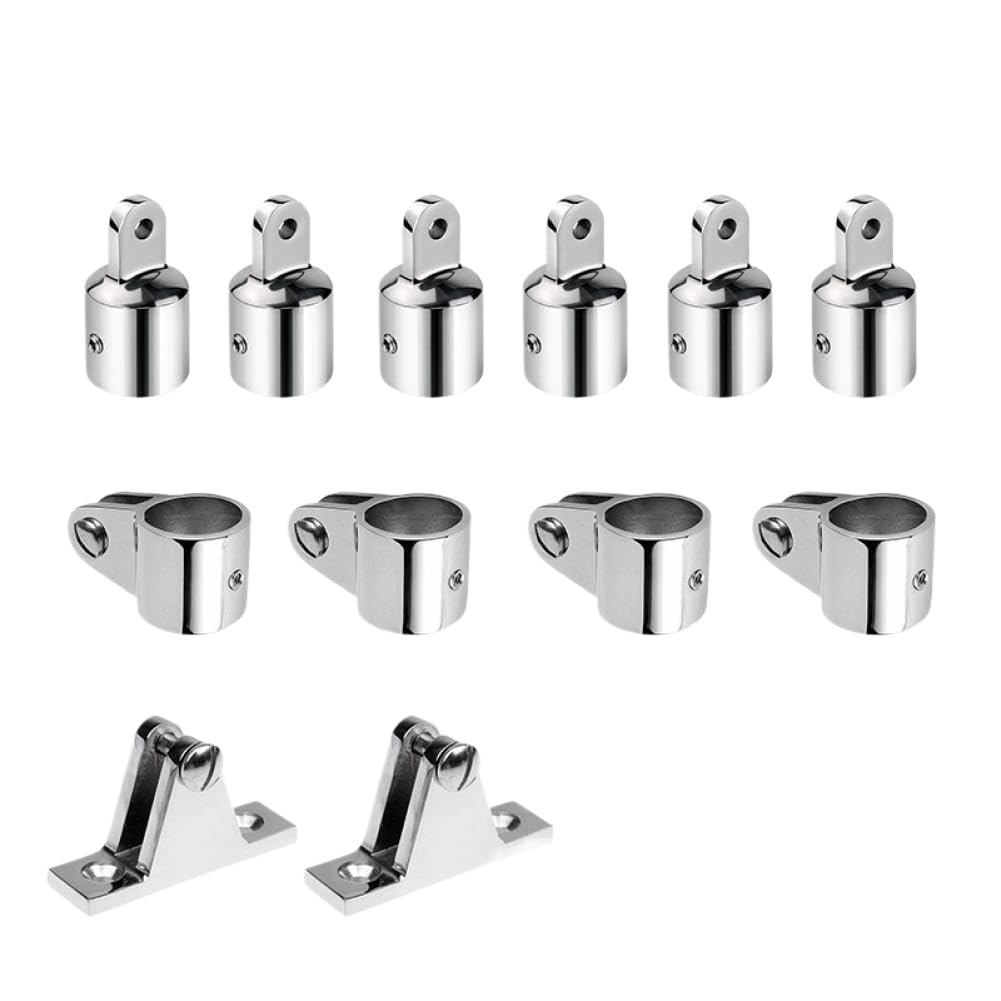 Marine 316 Stainless Steel Bimini Hardware Fitting Set 30/32mm Deck Hinge Jaw Slide Eye End Fitting 12 PCS Compatible with Alastin(30mm 12pcs)