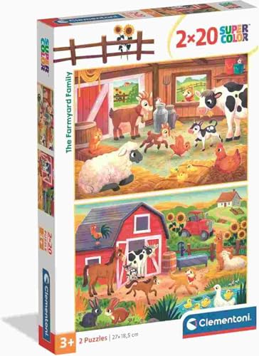 Clementoni - Puzzle Infantil 2X20 Piezas Noli The Farmyard Family, Puzzle Infantil Personajes Noli, 24818