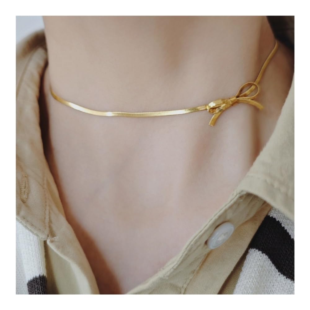 Collier élégant en os de serpent pour femme | Bijou doré minimaliste