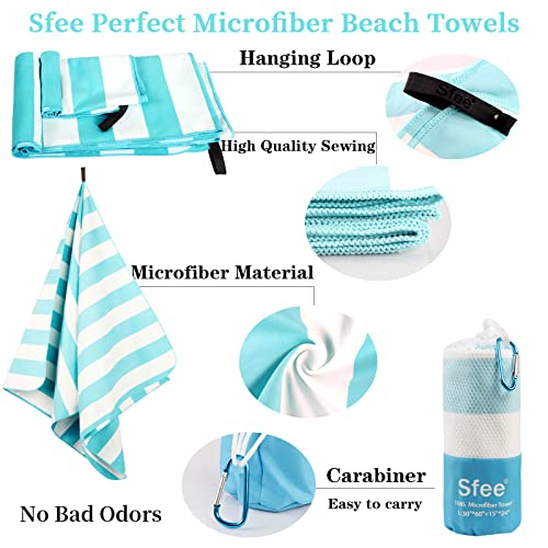 Sfee 4 Pack Microfiber Travel Towel, Beach Towel Quick Dry Towel Camping Towel Super Absorbent Compact Lightweight Sports Towel Gym Towel Set For Beach, Gym, Hiking, Pool, Backpacking, Bath, Yoga #TOP3